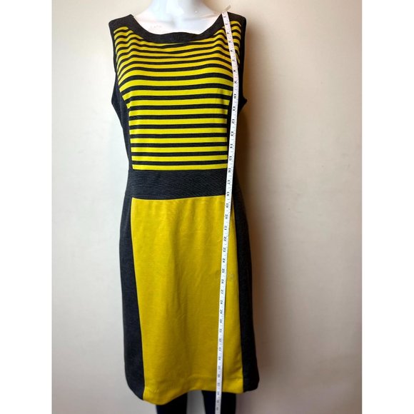 Spense Womens Colorblock Striped Sheath Midi Dress Sleeveless Yellow Black SZ 10 - Picture 3 of 9